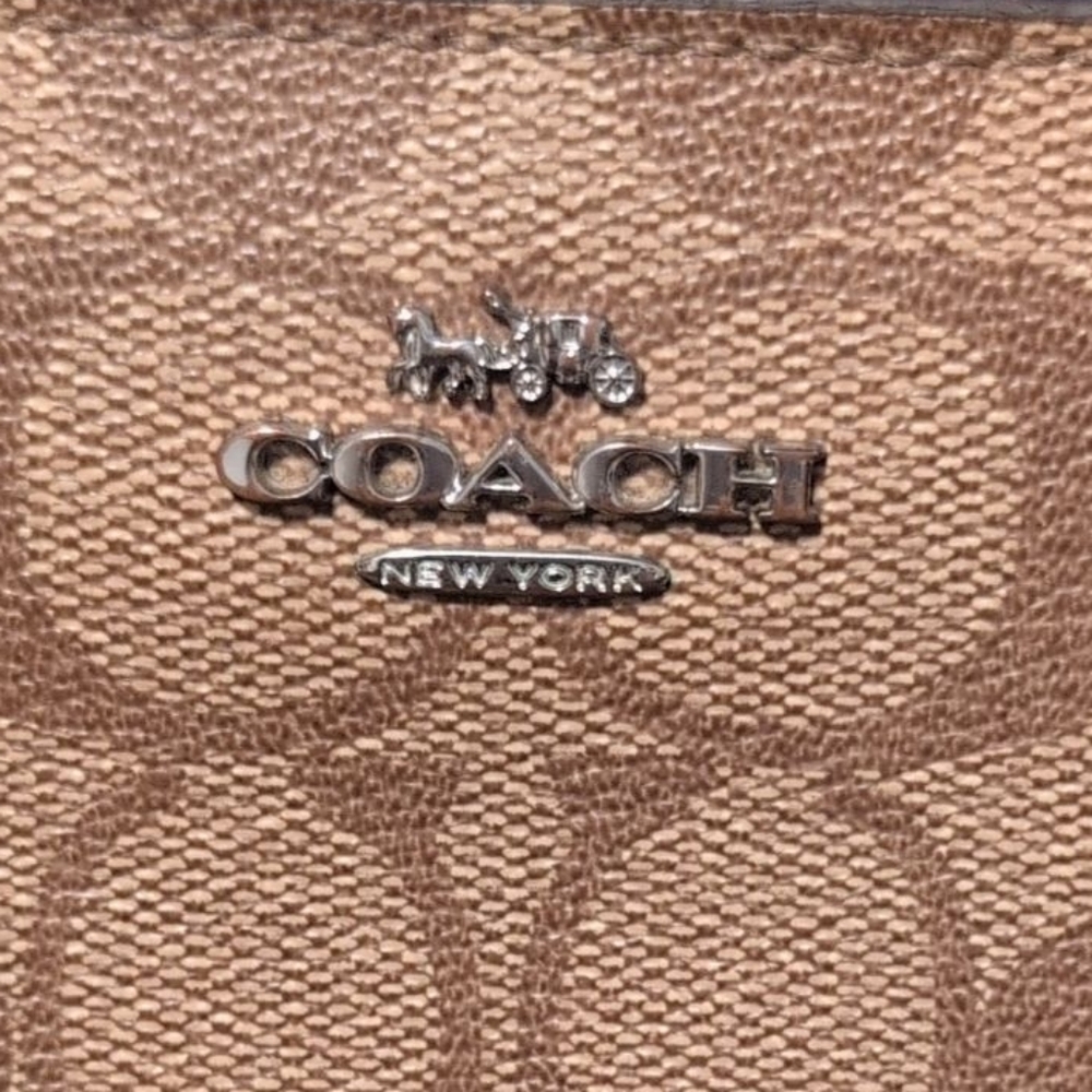 Coach Long Zip-Around Wallet Canvas Preloved Brown Blue Stylish - Picture 15 of 15